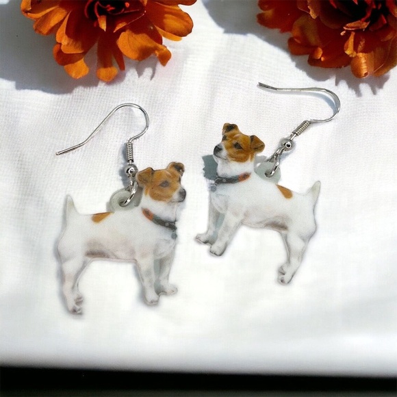 NWT Jack Russell Terrier Earrings - Adorable Dog Jewelry for Dog Lovers! - Picture 1 of 4